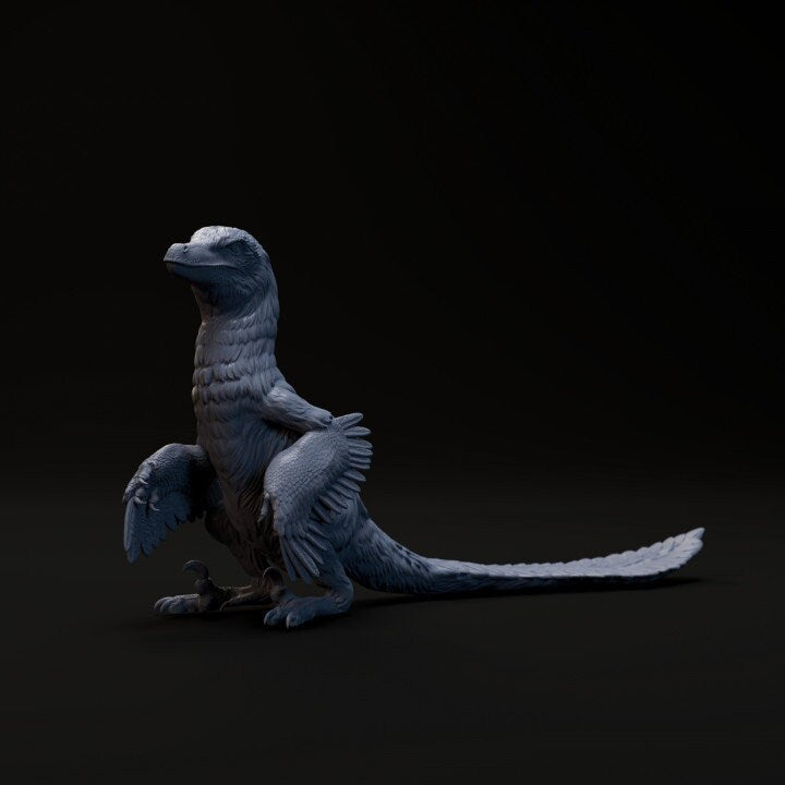 Velociraptor sitting - UNPAINTED - Dino and Dog Miniatures