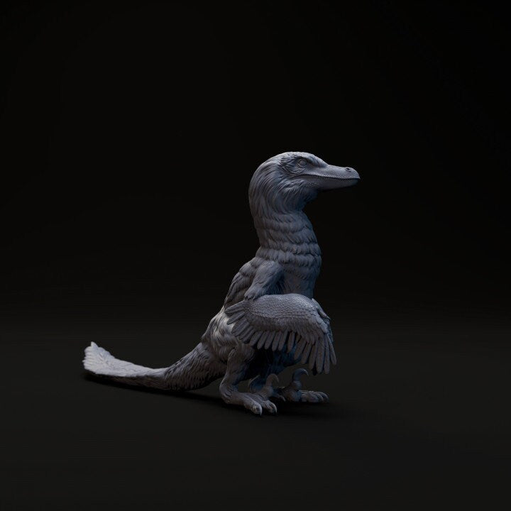 Velociraptor sitting - UNPAINTED - Dino and Dog Miniatures