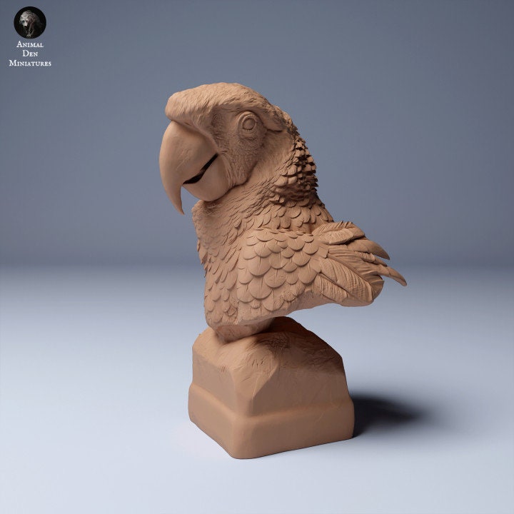 Scarlet Macaw (Ara macao) Bust - UNPAINTED - Animal Den Miniatures