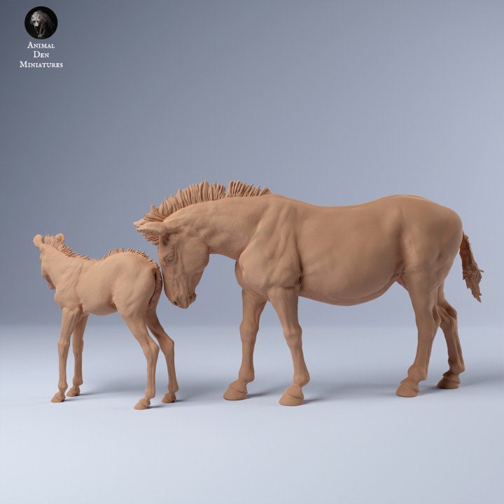 Zebra with Calf - UNPAINTED - Animal Den Miniatures