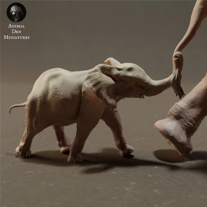 African Bush Elephant Cow and Calf - UNPAINTED - Animal Den Miniatures