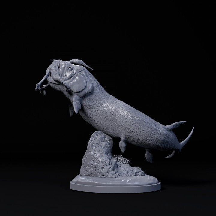 Xiphactinus hunting Hesperornis - UNPAINTED - Dino and Dog Miniatures