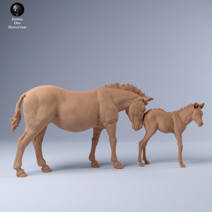 Zebra with Calf - UNPAINTED - Animal Den Miniatures