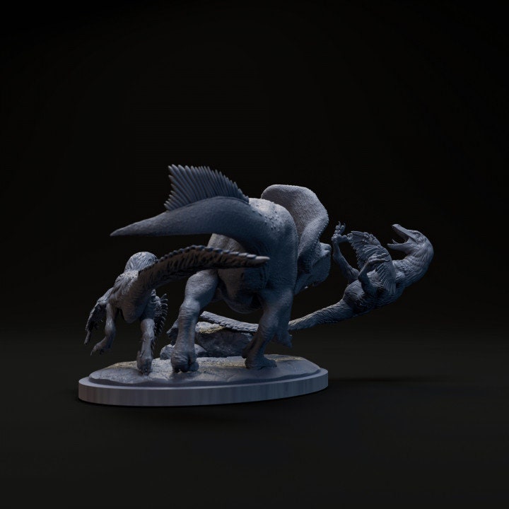 Protoceratops vs Velociraptor - UNPAINTED - Dino and Dog Miniatures