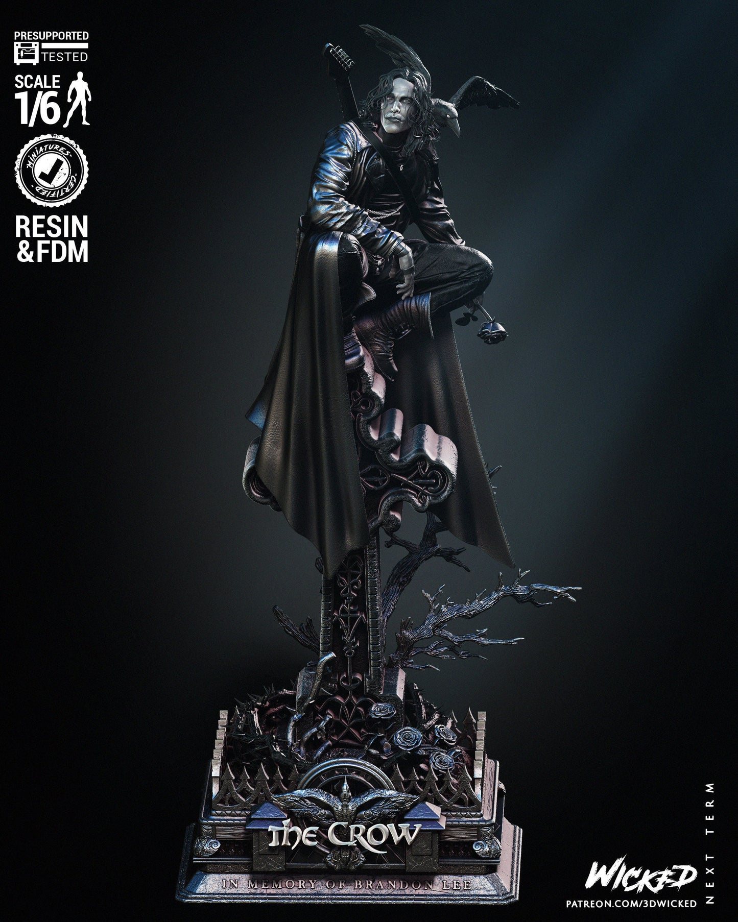 The Crow Sculpture - UNPAINTED FAN ART - Wicked 3D Models