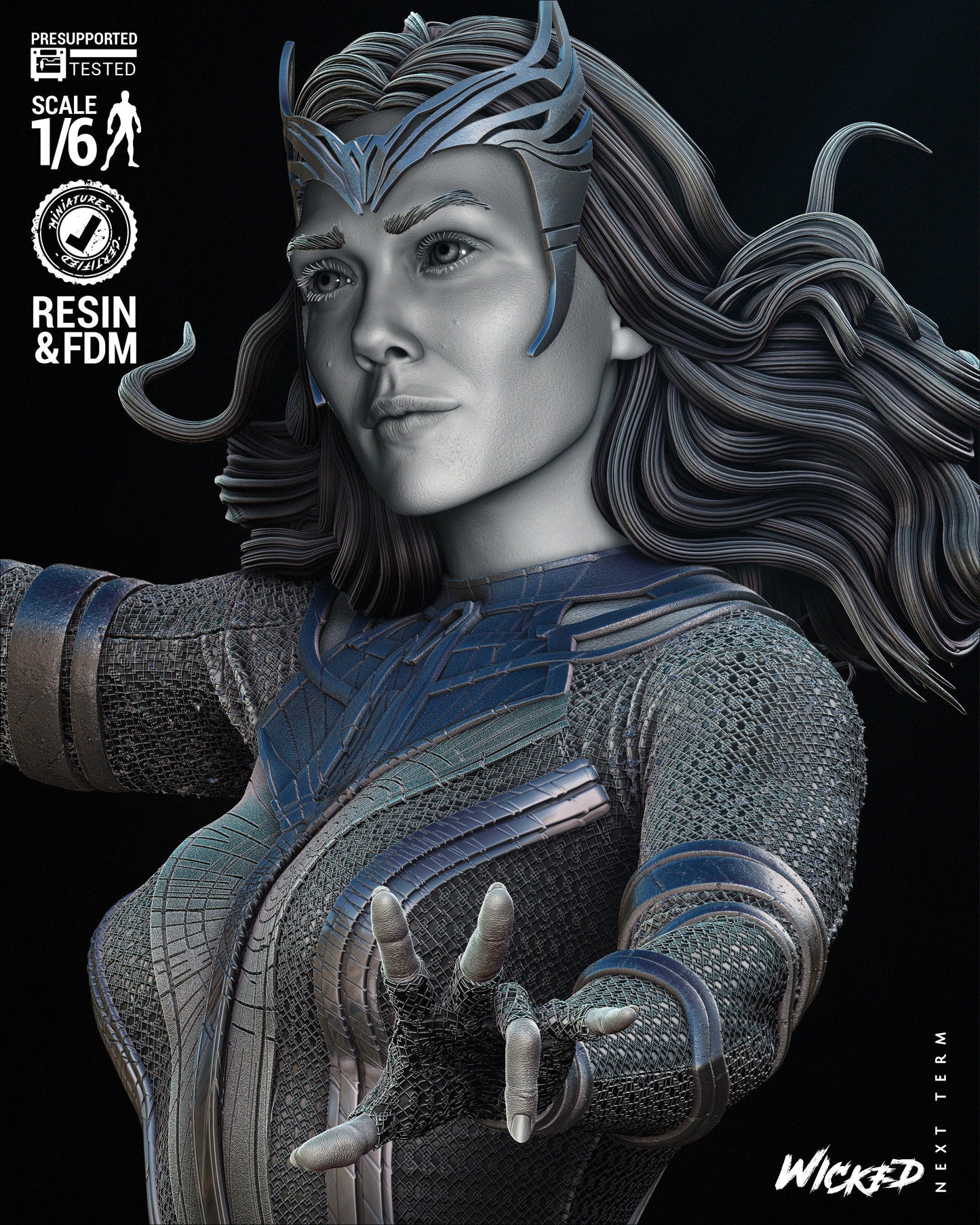 Scarlet Witch Sculpture - UNPAINTED FAN ART - Wicked 3d prints