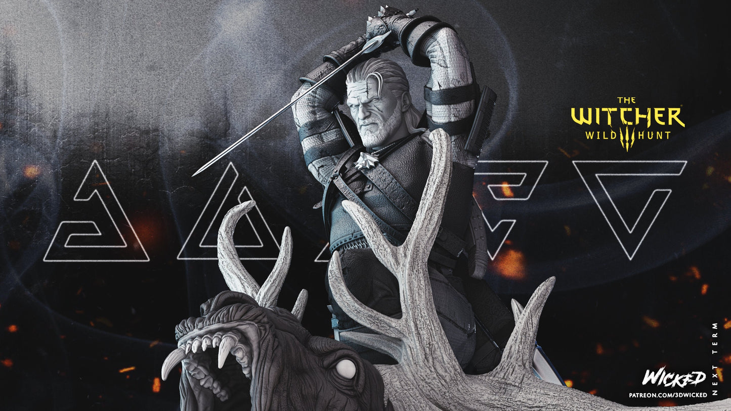 Geralt de Rivia Sculpture - UNPAINTED FAN ART - Wicked 3D Models