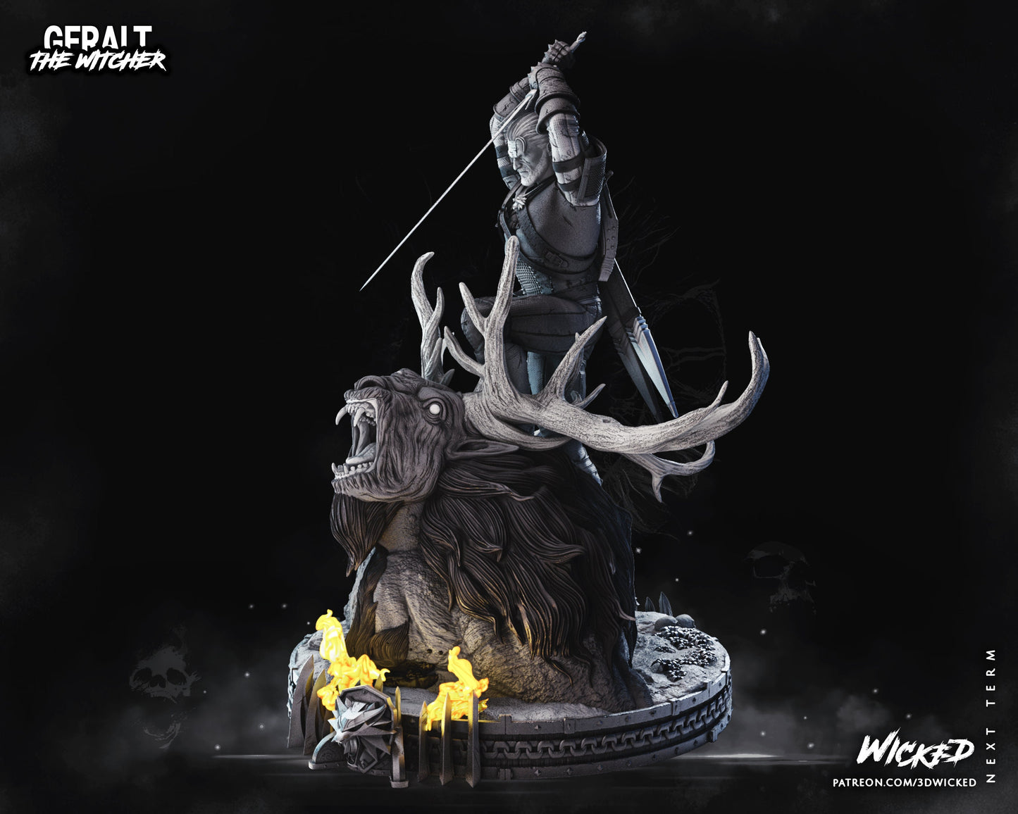 Geralt de Rivia Sculpture - UNPAINTED FAN ART - Wicked 3D Models