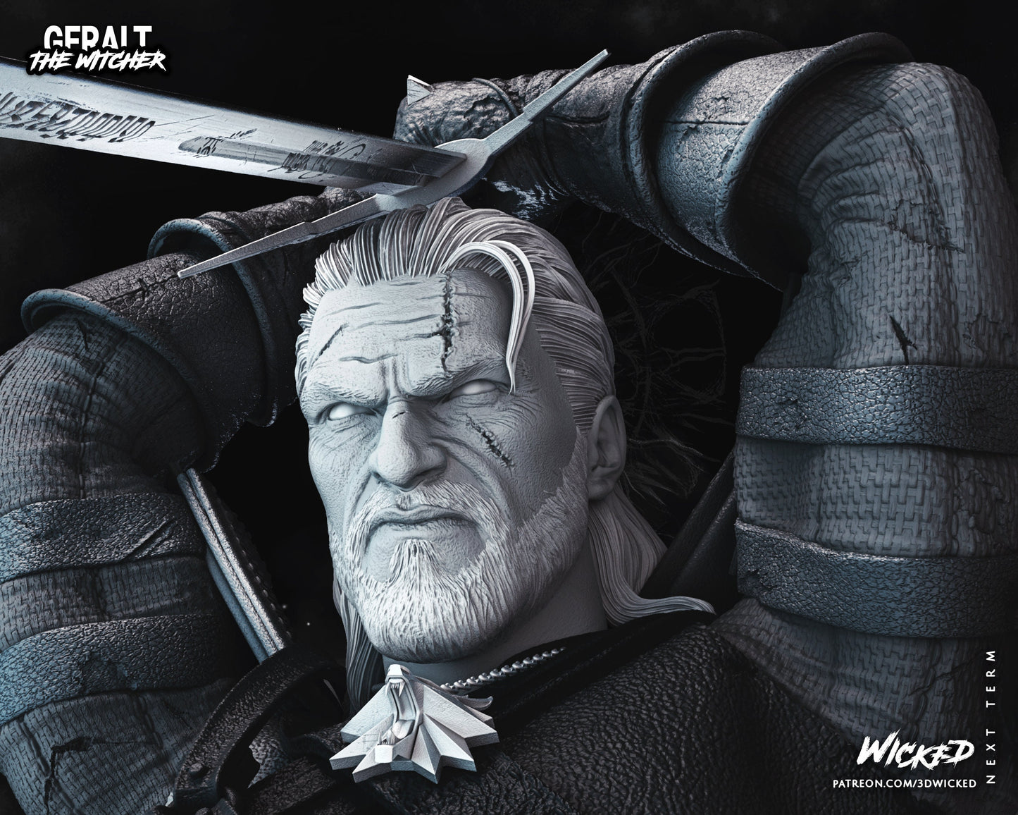 Geralt de Rivia Sculpture - UNPAINTED FAN ART - Wicked 3D Models
