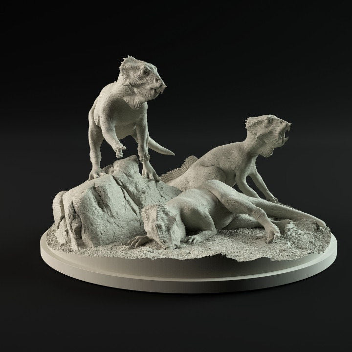 Aquilops group - UNPAINTED - Dino and Dog Miniatures
