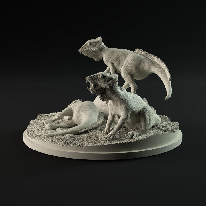 Aquilops group - UNPAINTED - Dino and Dog Miniatures