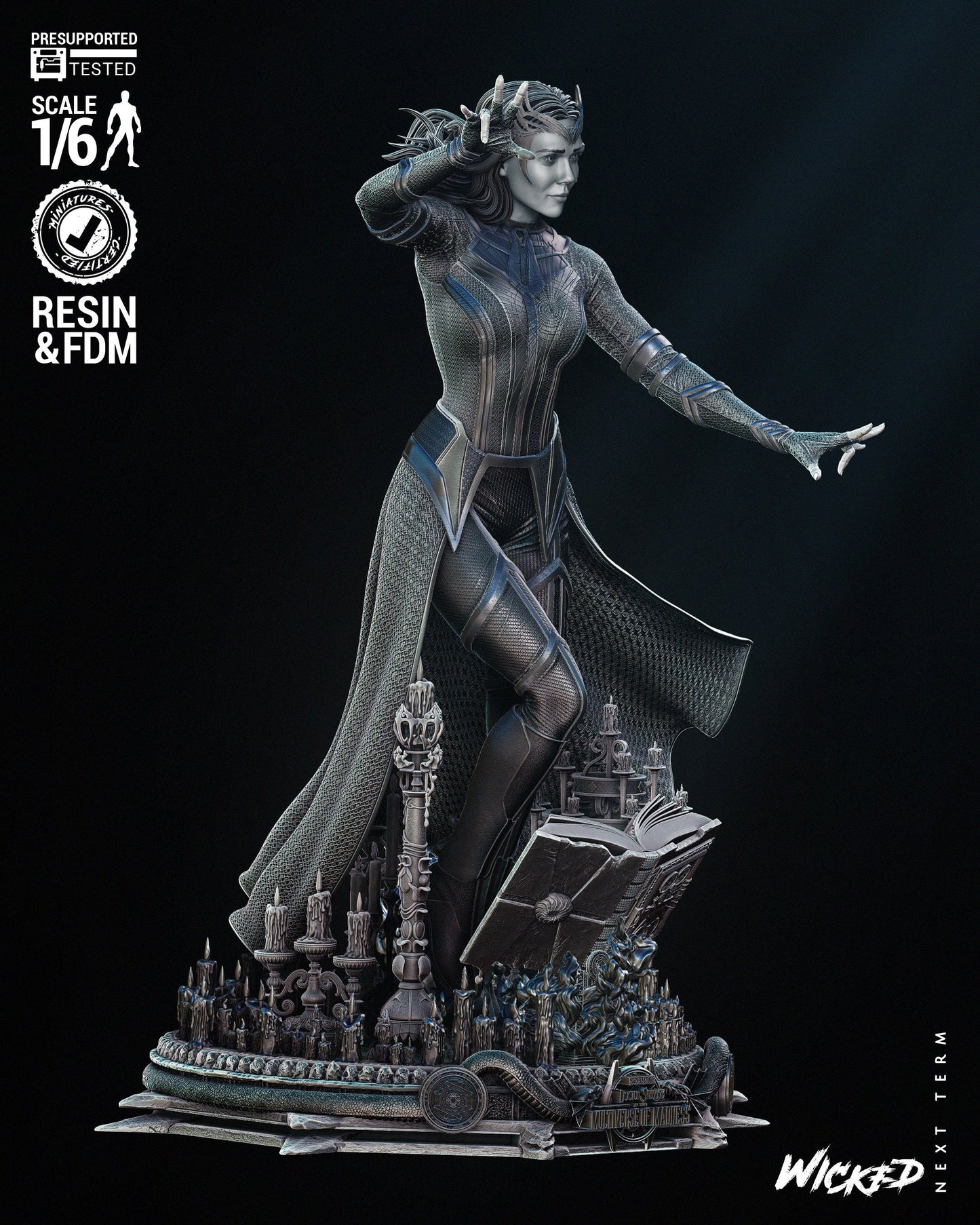 Scarlet Witch Sculpture - UNPAINTED FAN ART - Wicked 3d prints