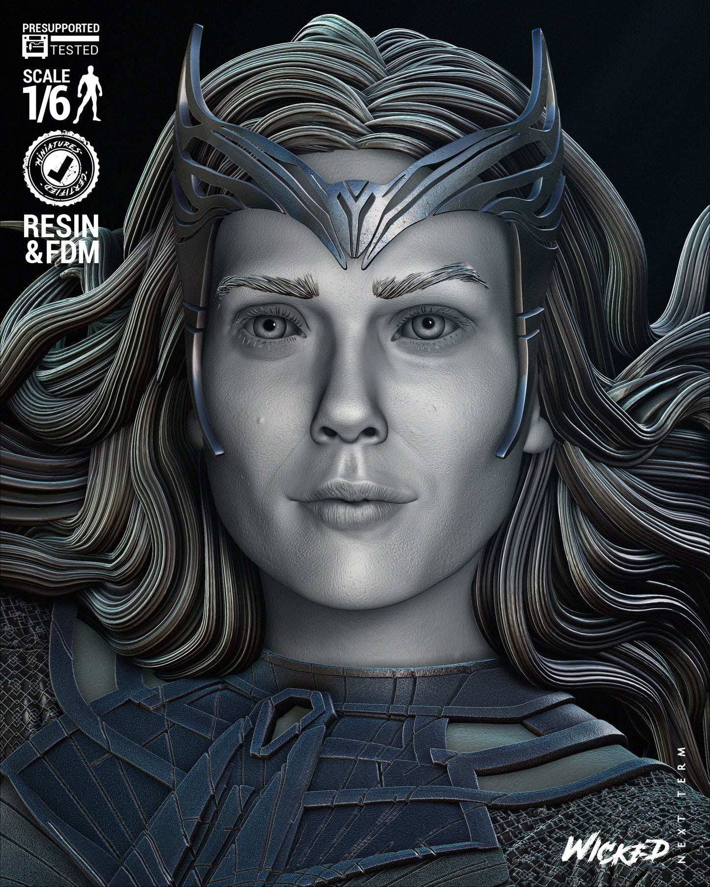 Scarlet Witch Sculpture - UNPAINTED FAN ART - Wicked 3d prints