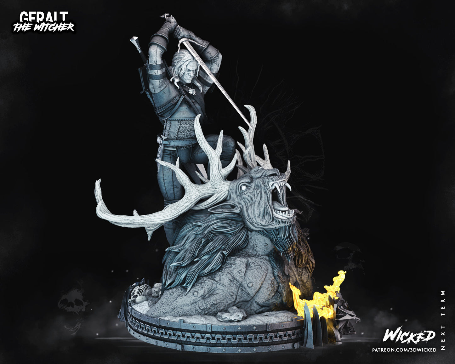 Geralt de Rivia Sculpture - UNPAINTED FAN ART - Wicked 3D Models