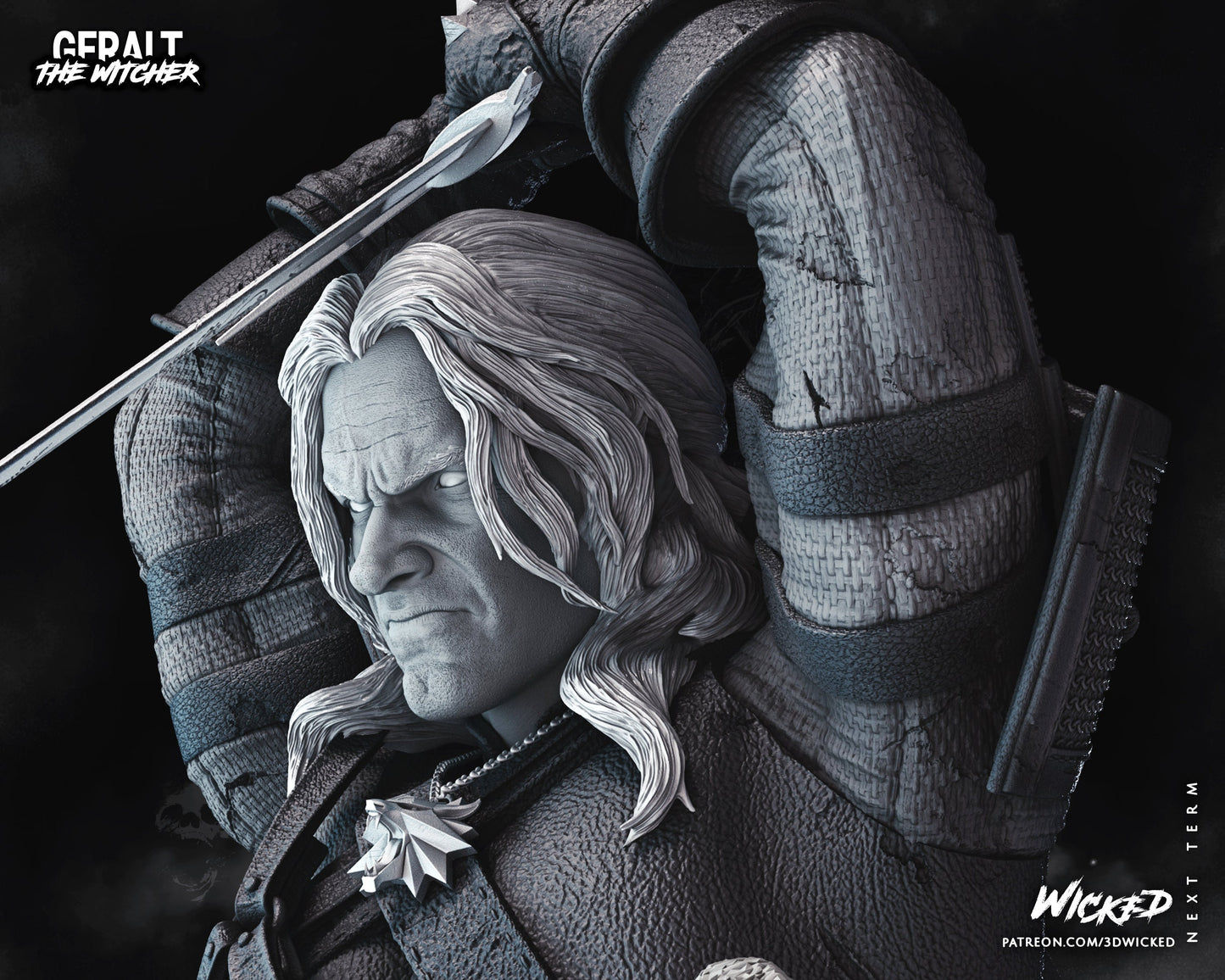 Geralt de Rivia Sculpture - UNPAINTED FAN ART - Wicked 3D Models