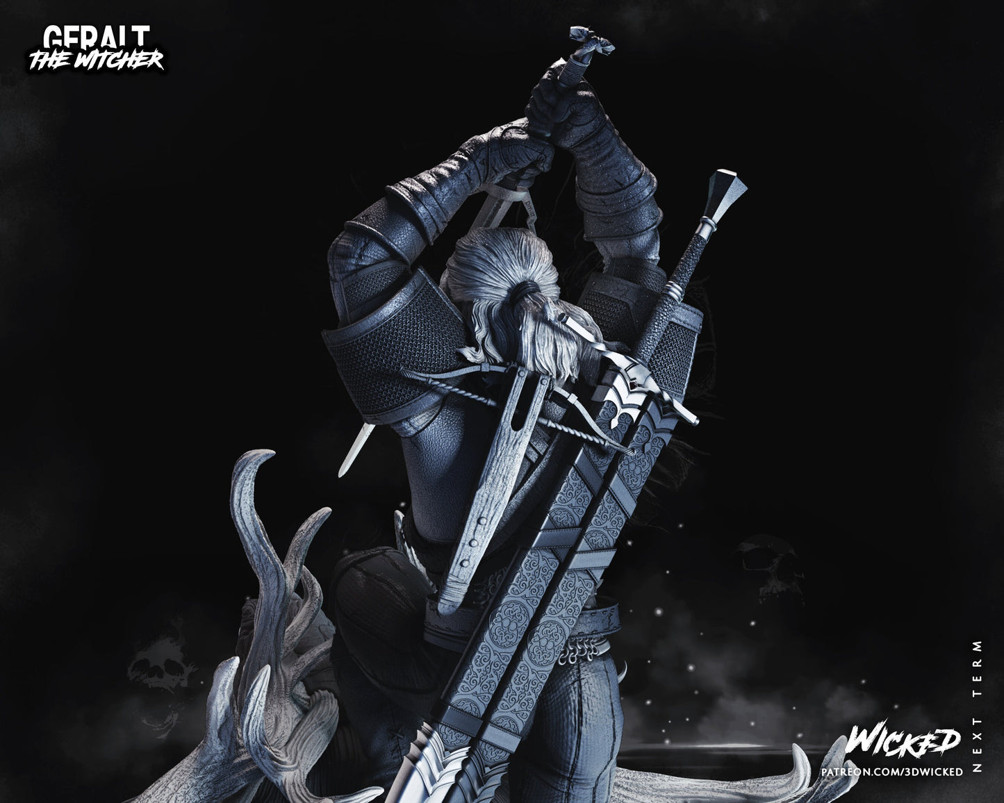 Geralt de Rivia Sculpture - UNPAINTED FAN ART - Wicked 3D Models