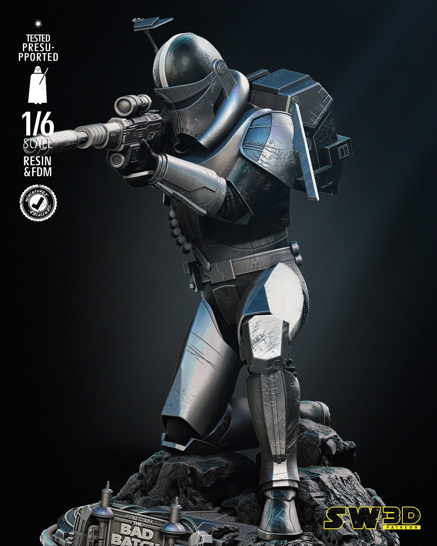 Crosshair Sculpture - UNPAINTED FAN ART - Star Wars 3D Models