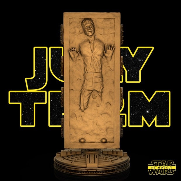 Han Solo On Carbonite Sculpture - UNPAINTED FAN ART - Star Wars 3D Models