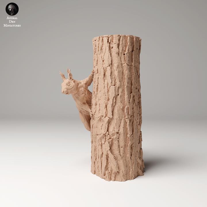 Red squirrel on a Tree - UNPAINTED - Animal Den Miniatures