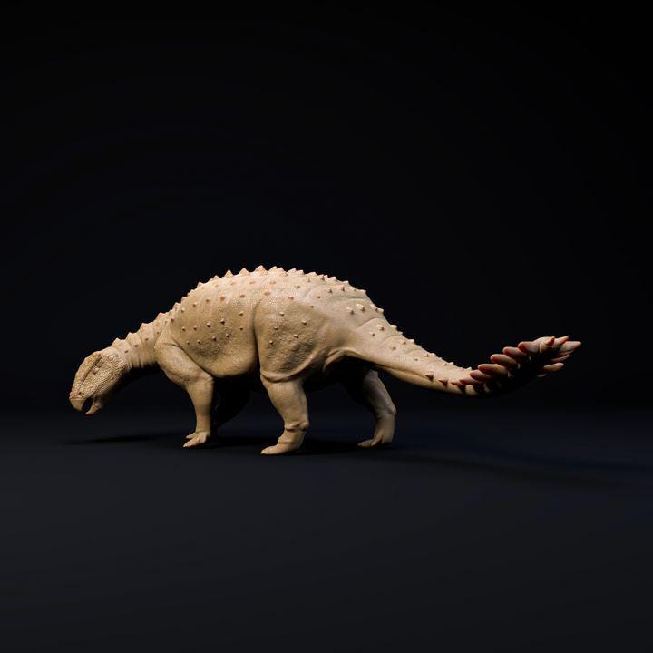 Stegouros looking down - Dino and Dog Miniatures
