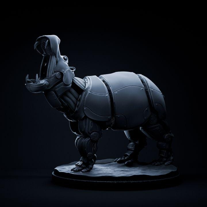 Hippopotamus Mecha Robot - Mecha Zoo - Dino and Dog Miniatures