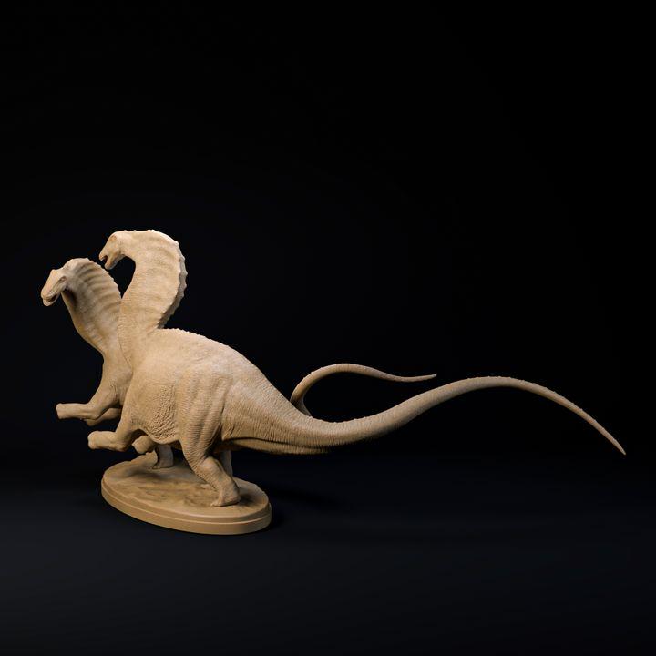 Amargasaurus Fight - UNPAINTED - Dino and Dog Miniatures
