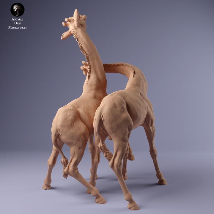 Rothschild's Giraffe Males Fight - UNPAINTED - Animal Den Miniatures