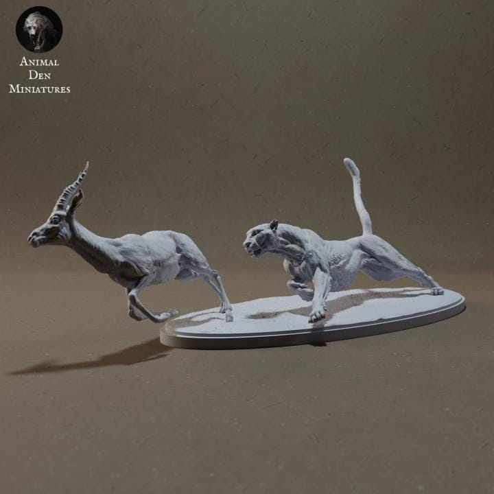 Cheetah Hunting Thomson's Gazelle - UNPAINTED - Animal Den Miniatures