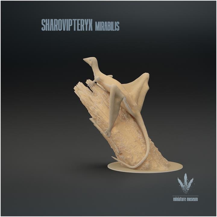 Sharovipteryx mirabilis - Landed - UNPAINTED - Miniature Museum