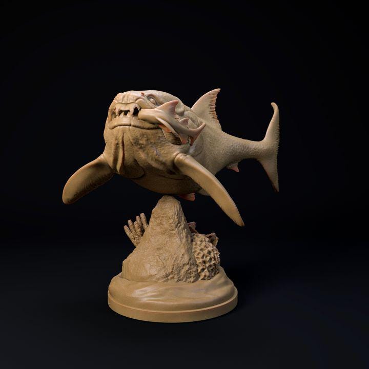 Dunkleosteus hunting - Dino and Dog Miniatures