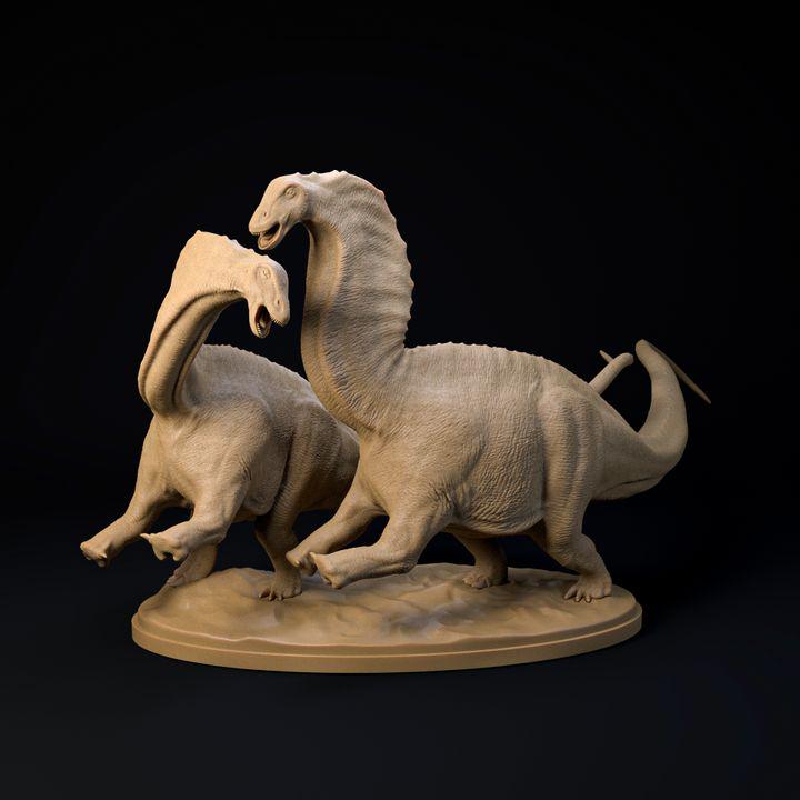 Amargasaurus Fight - UNPAINTED - Dino and Dog Miniatures