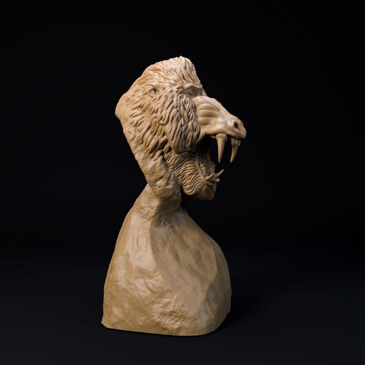 Mandrill Bust - Dino and Dog Miniatures
