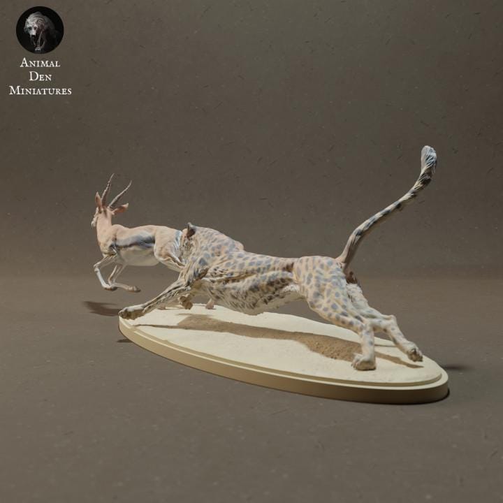 Cheetah Hunting Thomson's Gazelle - UNPAINTED - Animal Den Miniatures