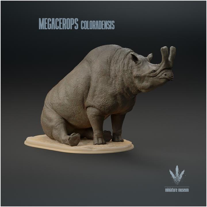 Megacerops coloradensis : Sitting - UNPAINTED - Miniature Museum