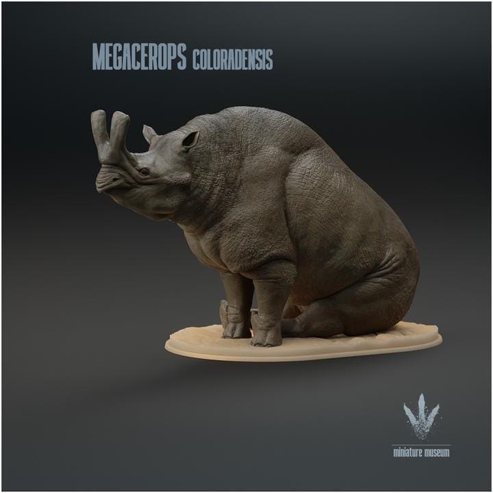 Megacerops coloradensis : Sitting - UNPAINTED - Miniature Museum