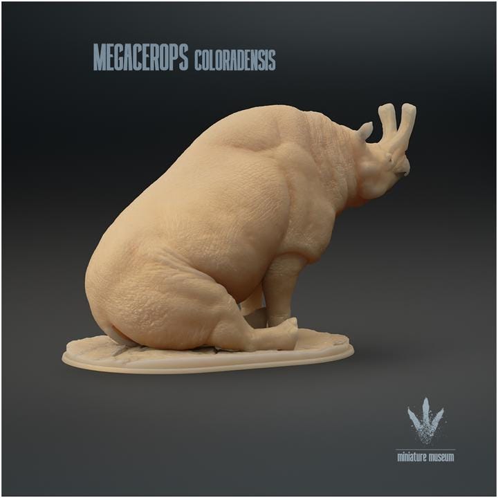 Megacerops coloradensis : Sitting - UNPAINTED - Miniature Museum