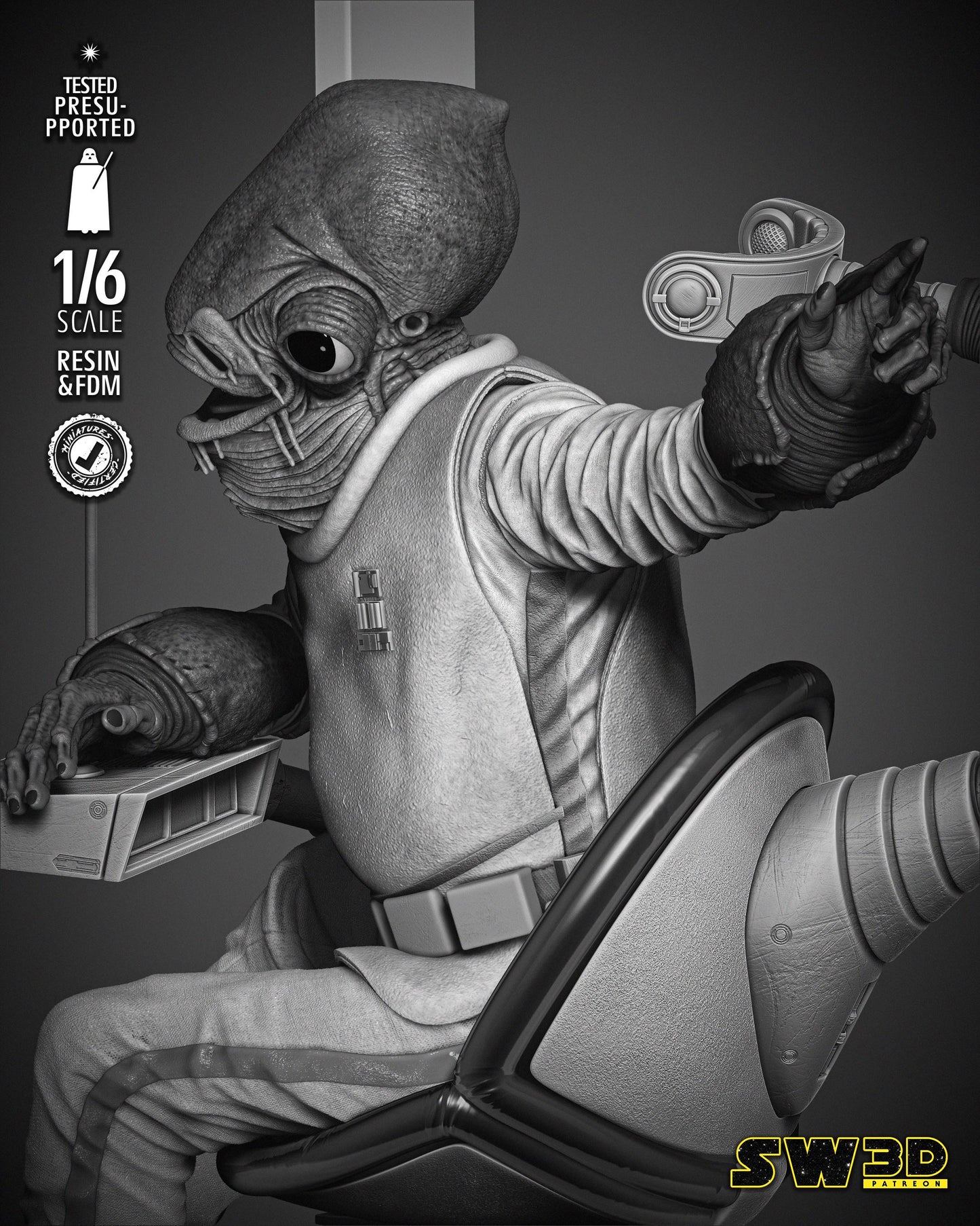 Ackbar Admiral Sculpture - UNPAINTED FAN ART - Star Wars 3D Models