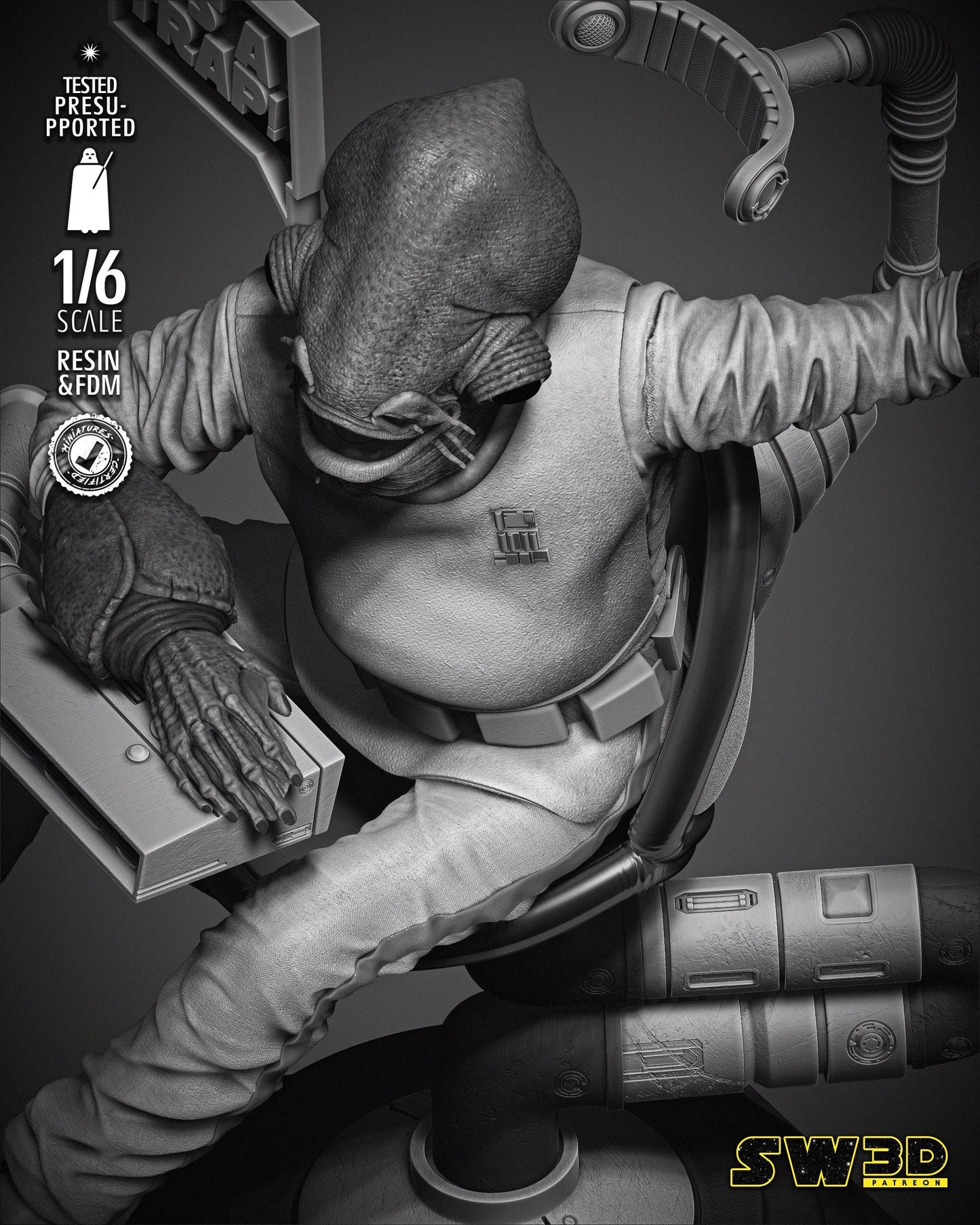 Ackbar Admiral Sculpture - UNPAINTED FAN ART - Star Wars 3D Models