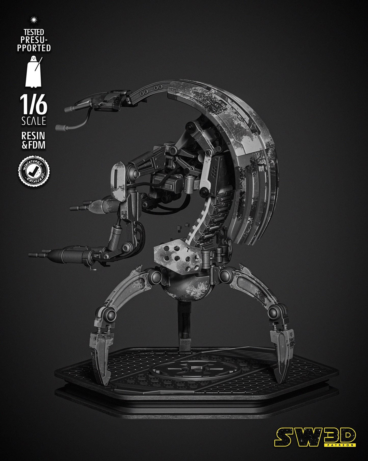 Droideka Sculpture - UNPAINTED FAN ART - Star Wars 3D Models