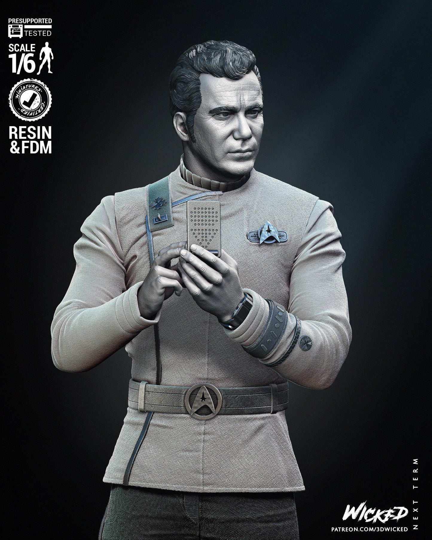 Kirk Sculpture - UNPAINTED FAN ART - Wicked 3D Models