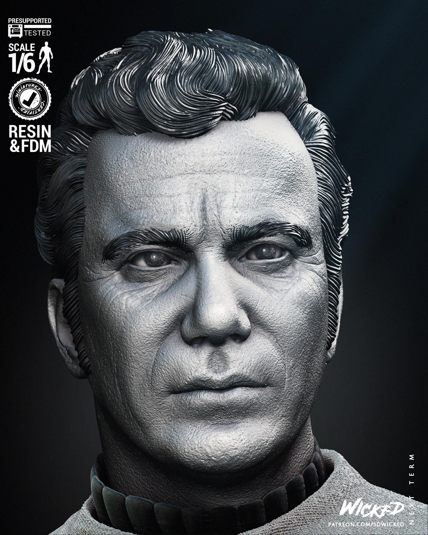 Kirk Sculpture - UNPAINTED FAN ART - Wicked 3D Models