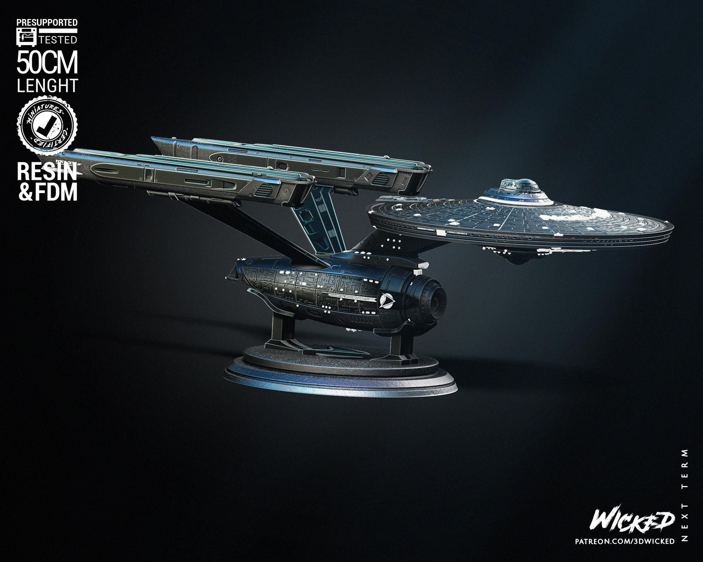 U.S.S Enterprise NCC-1701 - UNPAINTED Fan Art - Wicked 3D Models