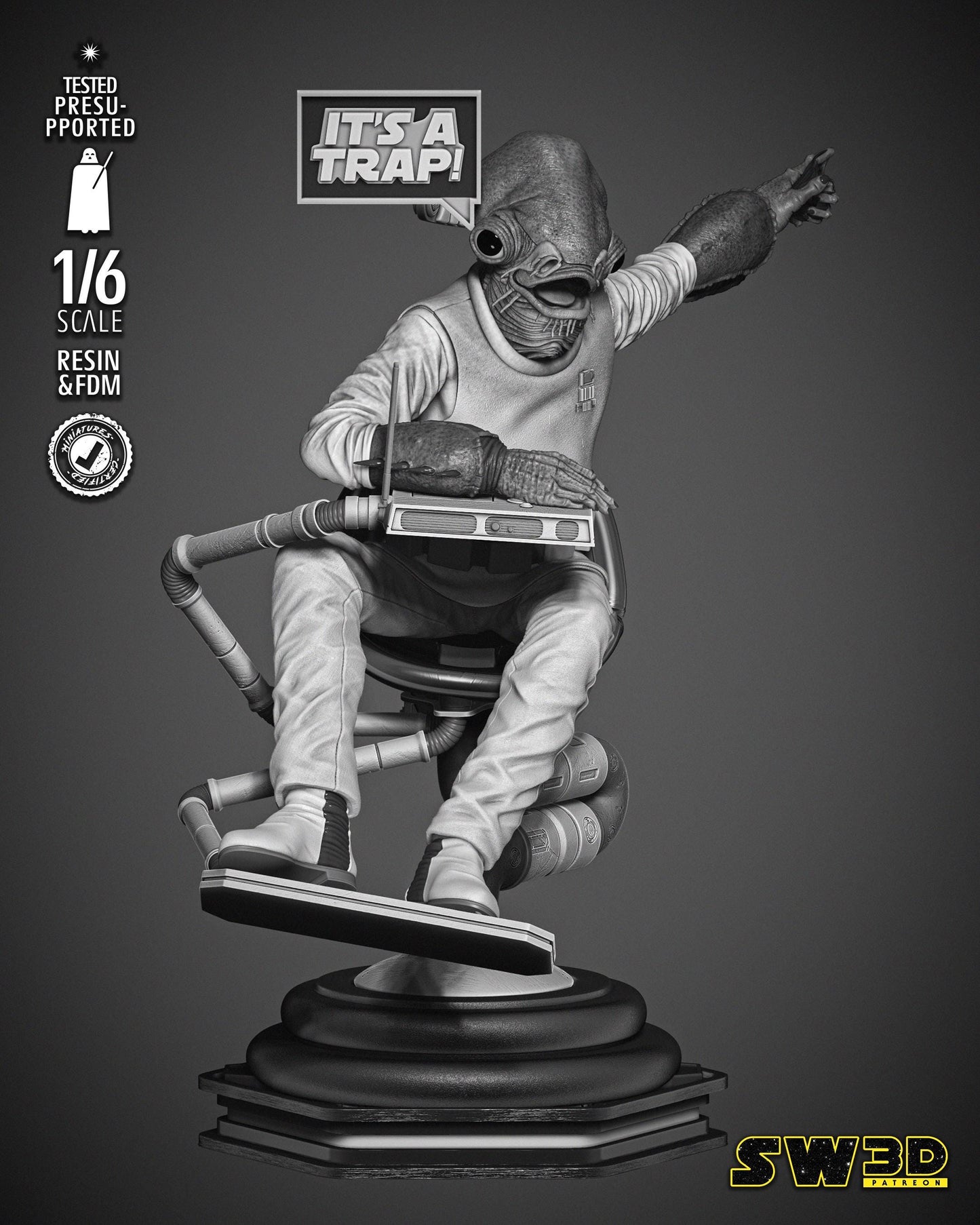Ackbar Admiral Sculpture - UNPAINTED FAN ART - Star Wars 3D Models