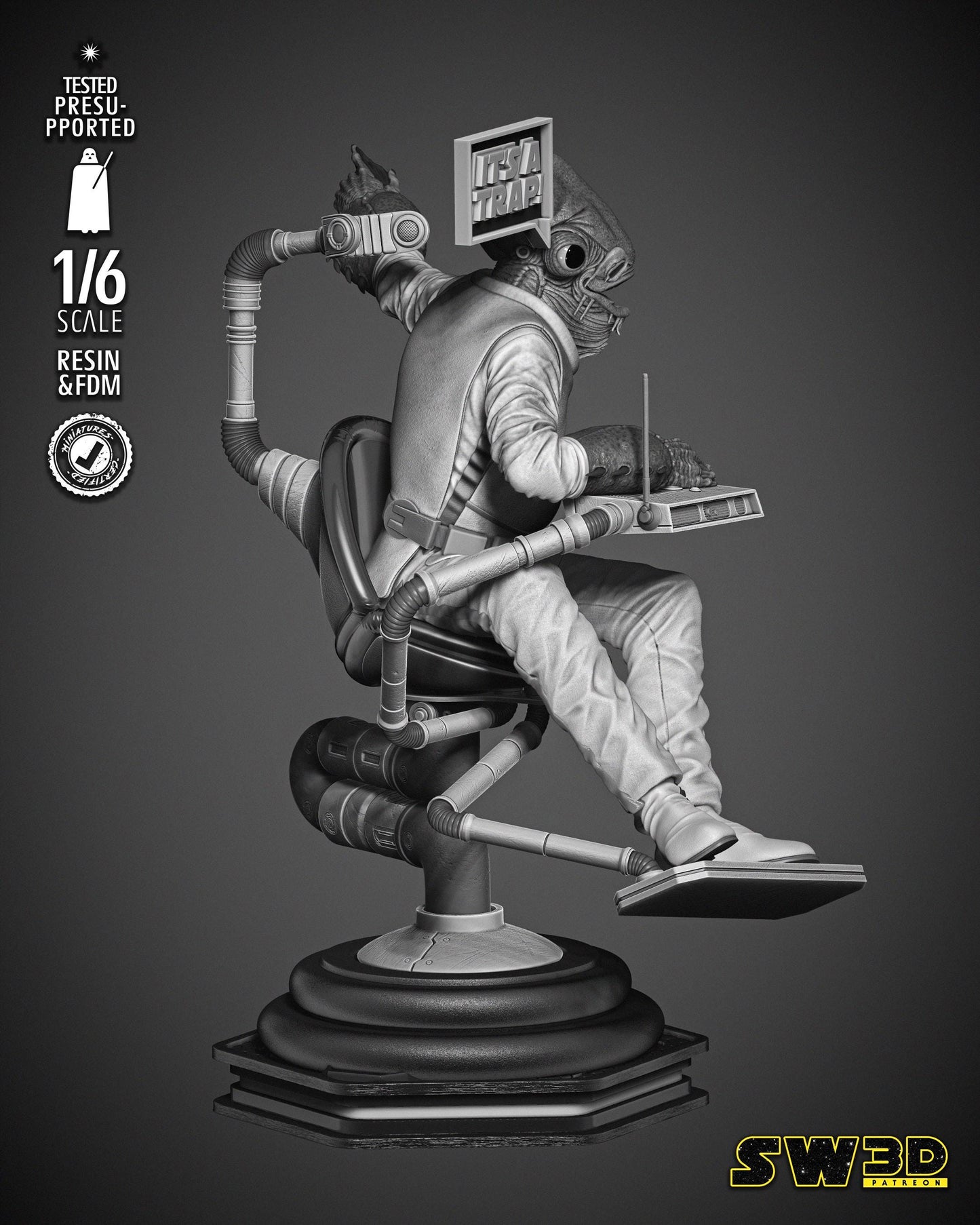 Ackbar Admiral Sculpture - UNPAINTED FAN ART - Star Wars 3D Models