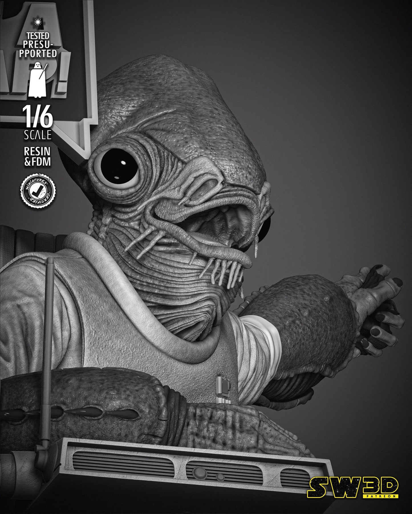 Ackbar Admiral Sculpture - UNPAINTED FAN ART - Star Wars 3D Models