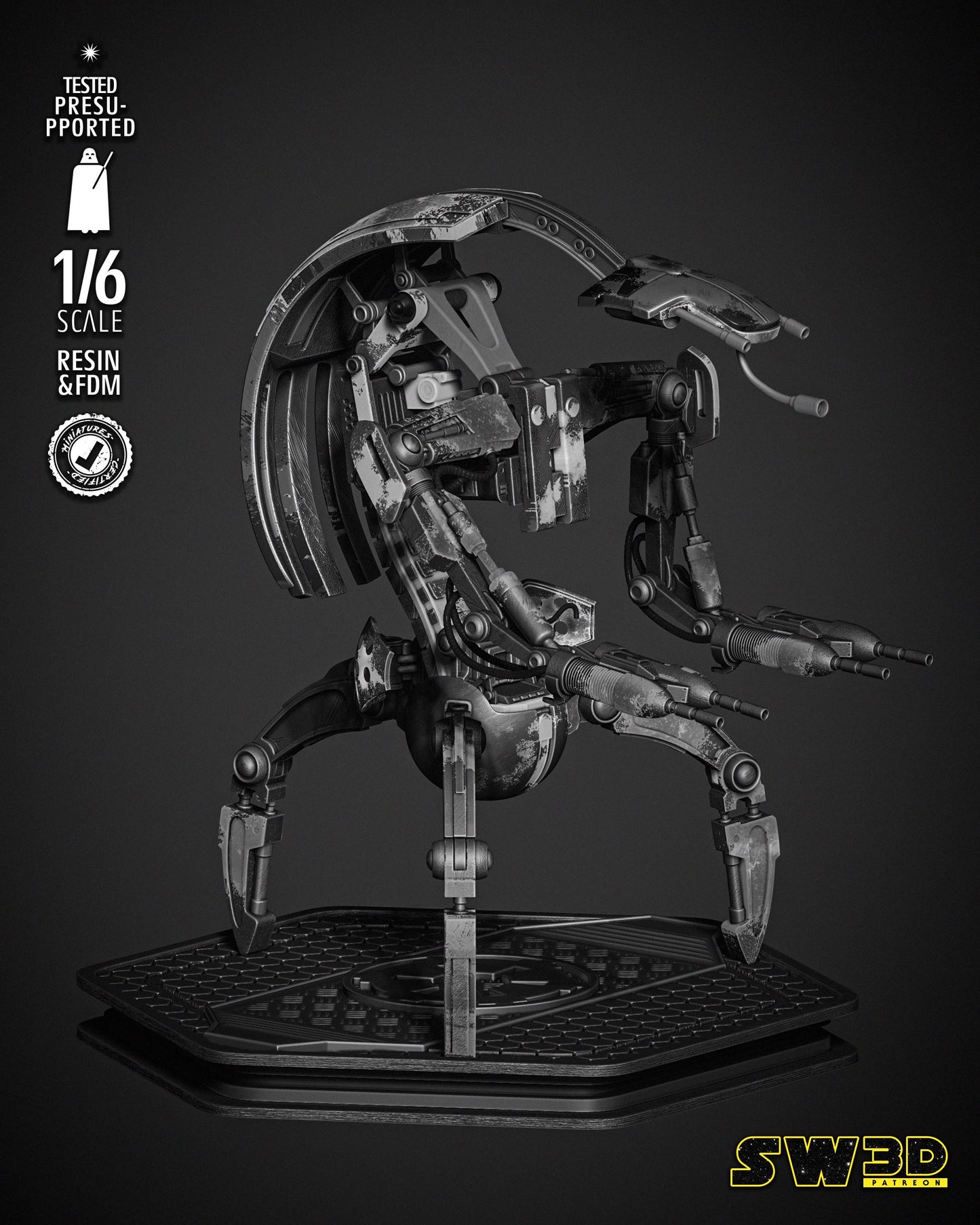 Droideka Sculpture - UNPAINTED FAN ART - Star Wars 3D Models