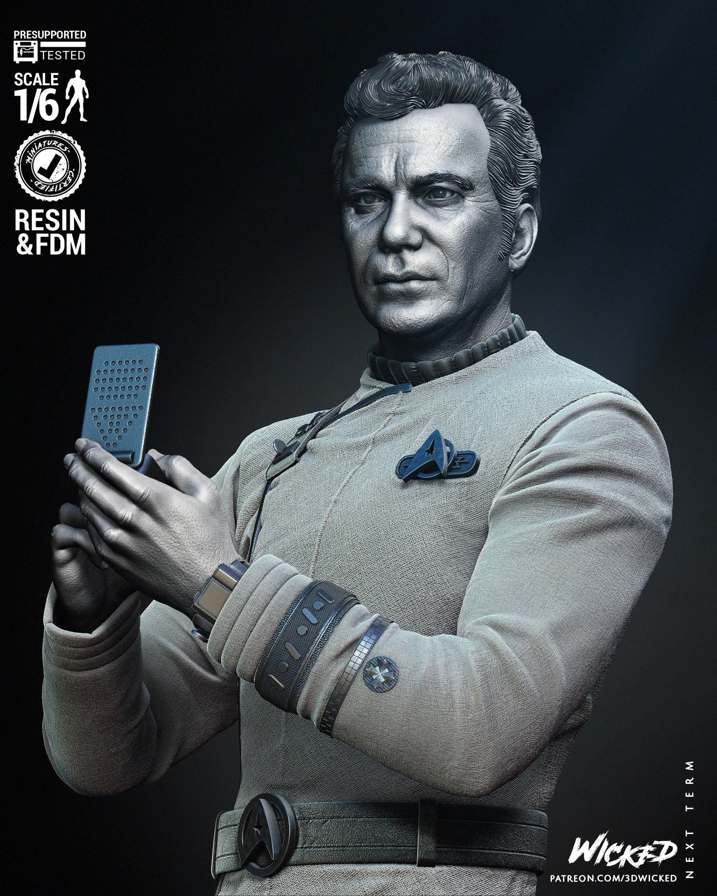 Kirk Sculpture - UNPAINTED FAN ART - Wicked 3D Models
