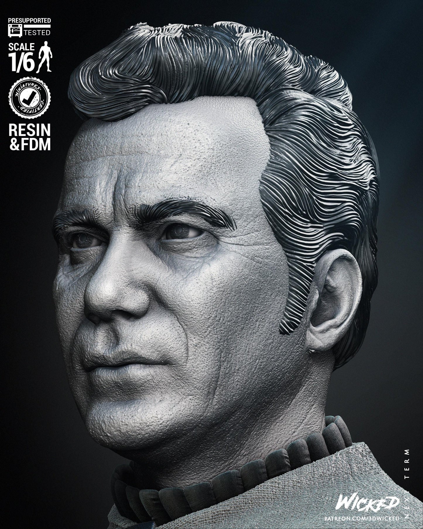 Kirk Sculpture - UNPAINTED FAN ART - Wicked 3D Models