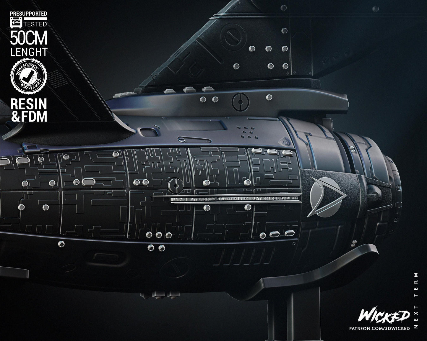 U.S.S Enterprise NCC-1701 - UNPAINTED Fan Art - Wicked 3D Models