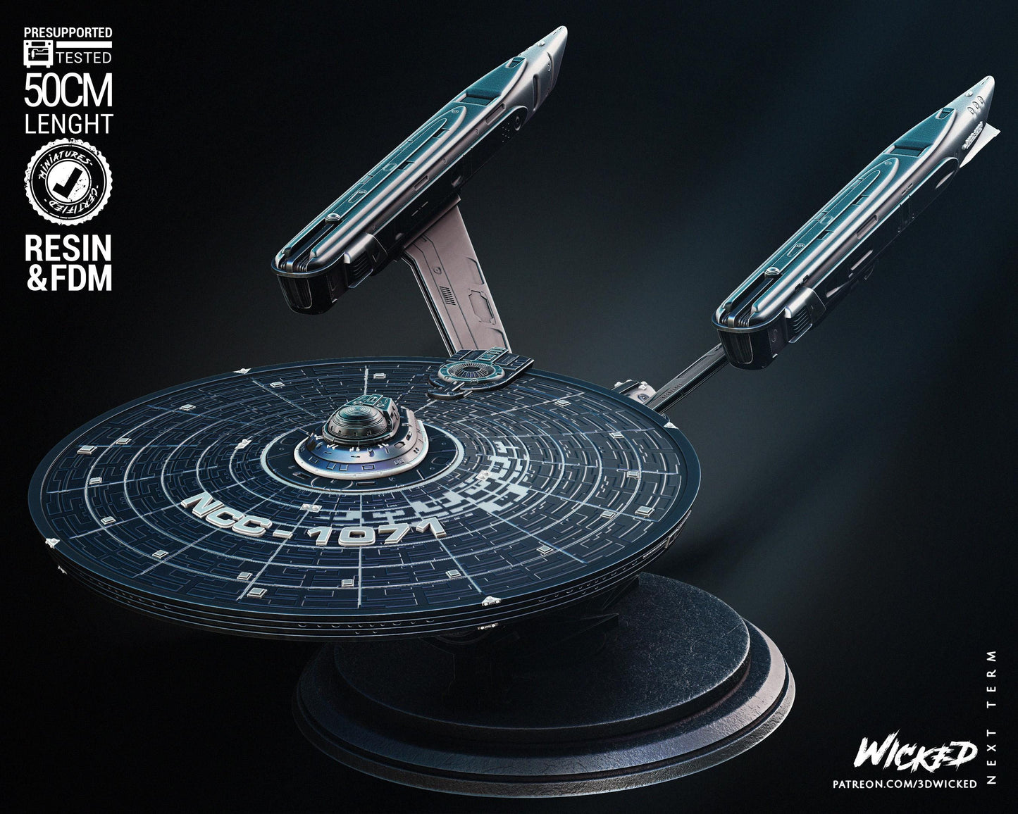 U.S.S Enterprise NCC-1701 - UNPAINTED Fan Art - Wicked 3D Models